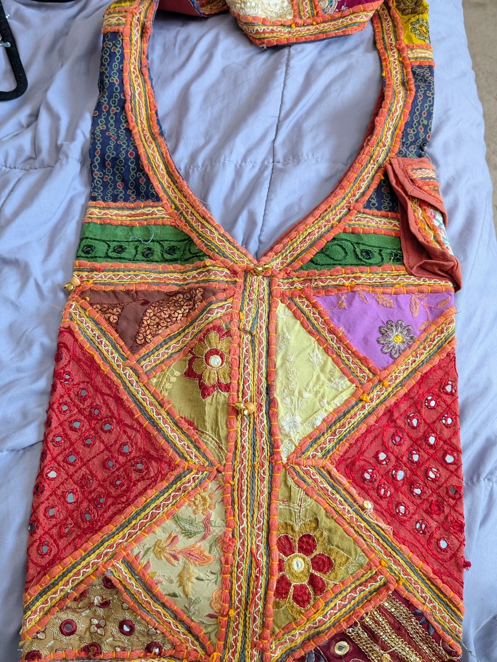 Vintage Colorful Embroidered Patchwork Crossbody Bag Hippie Boho